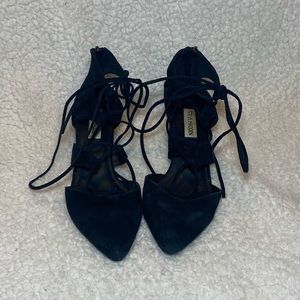 Steve Madden Yeskia Black Suede Tie Up High Heels Size 6.5